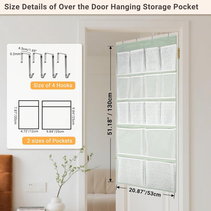 KANCNT 16 Pockets Over Door Hanging Organizer,Back of Door Shoes Organizer with 4 Kind of Pouches,Behind Closet Hanging Shelf Holder for Sock,Hat,Underwear,Travel Outfit,Storage Organization for Home,Dorm,RV - Image 1